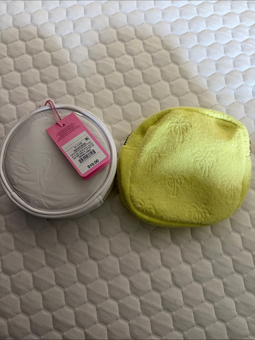 Stoney Clover Target Yellow Palm-Embossed Mini Pouch and White clear round pouch